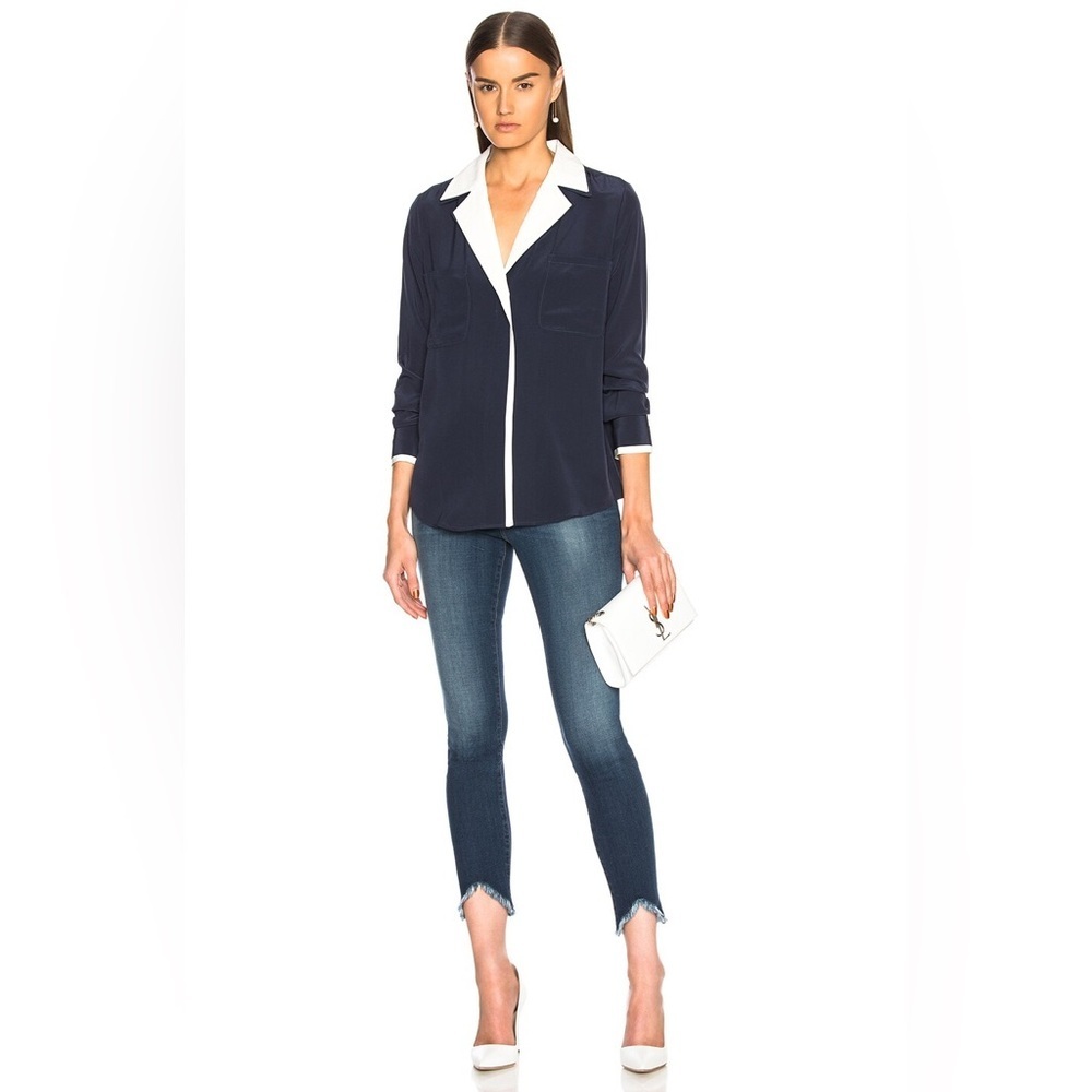 Frame Le High Skinny Jeans Sulham Blue Raw Hem Ankle High Rise Size 27 - Picture 1 of 16